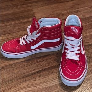 Vans Red Canvas Sk8-Hi High Top Sneakers Unisex